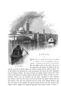 Frontespizio del capitolo «Venice», di T. G. Bonney, (Picturesque Europe, 1878).